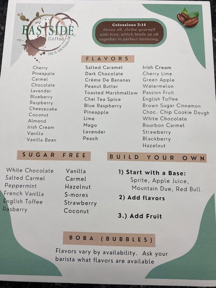 Eastside Coffee Menu image 1