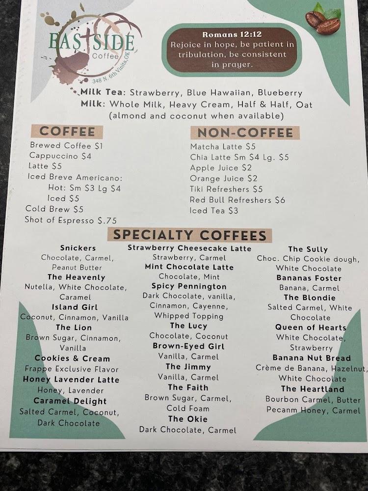 Eastside Coffee Menu image 3